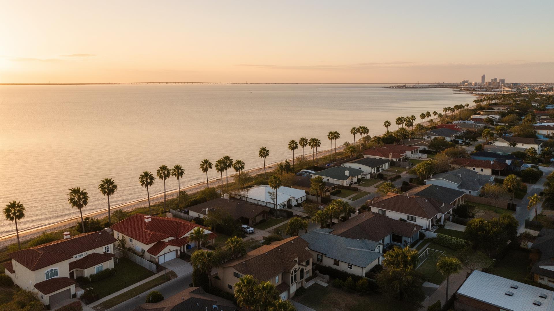Aerial view of Corpus Christi coast